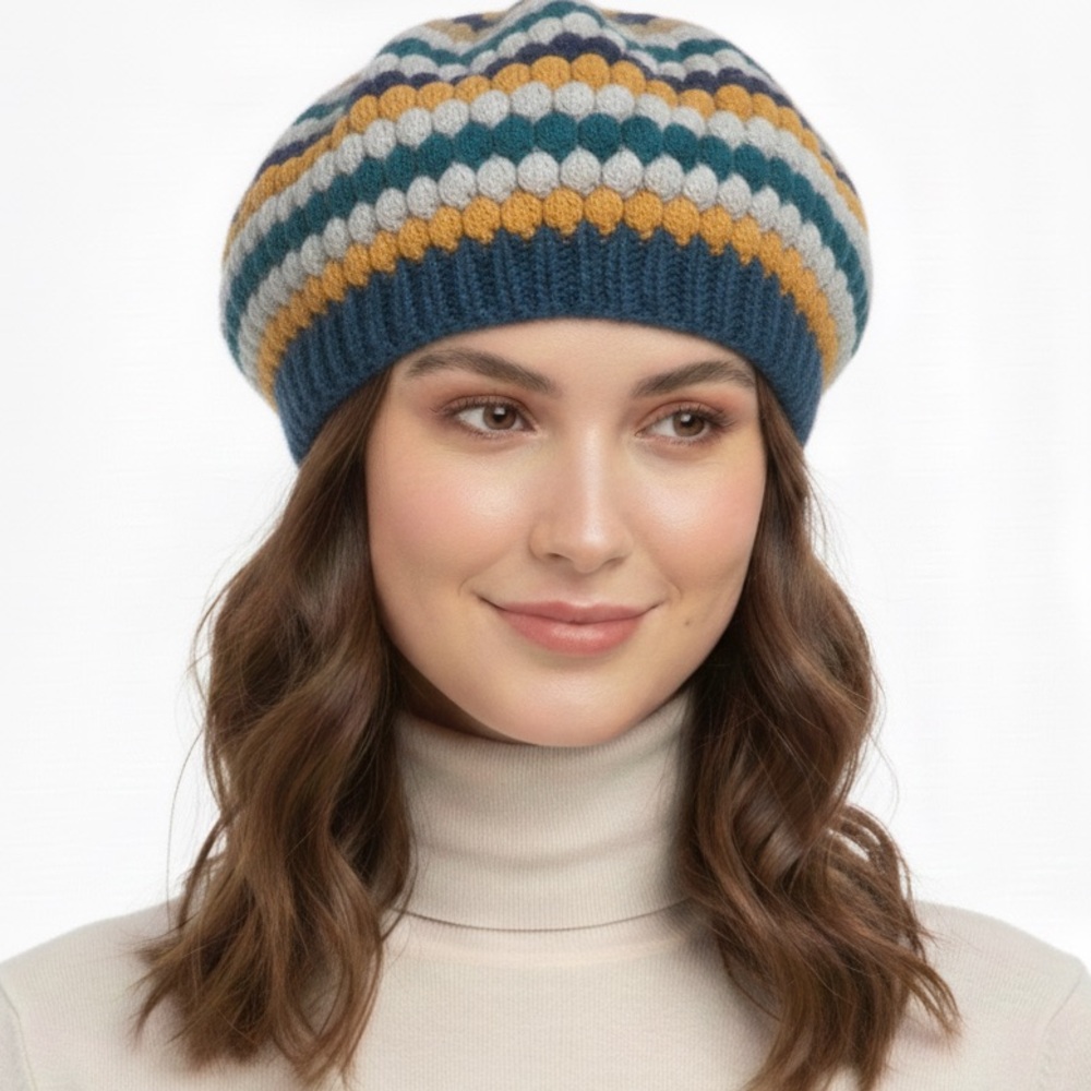 Kate Spade Crochet Acrylic Wool Bobble Beret NWT